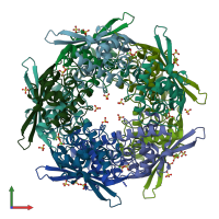 PDB entry 2ivg coloured by chain, front view.