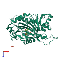 PDB entry 2ivj coloured by chain, top view.