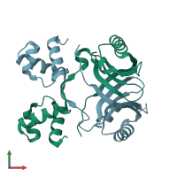 PDB entry 2ivm coloured by chain, front view.