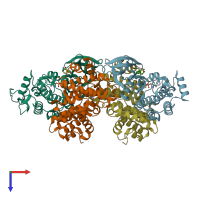 PDB entry 2iw8 coloured by chain, top view.