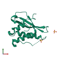 PDB entry 2iwl coloured by chain, front view.