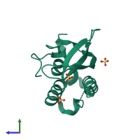 PDB entry 2iwl coloured by chain, side view.