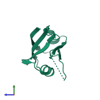 PDB entry 2iwn coloured by chain, side view.