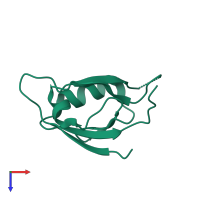 PDB entry 2iwq coloured by chain, top view.