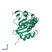 PDB entry 2iws coloured by chain, side view.