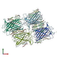 PDB entry 2iwv coloured by chain, front view.