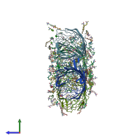 PDB entry 2iwv coloured by chain, side view.