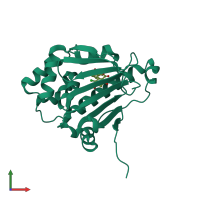 PDB entry 2iwx coloured by chain, front view.