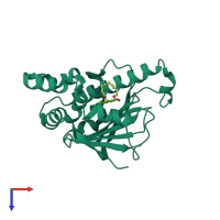 PDB entry 2iwx coloured by chain, top view.