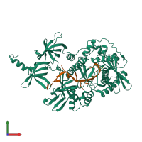 PDB entry 2ix1 coloured by chain, front view.