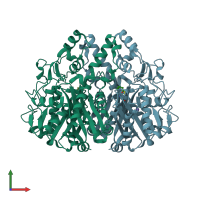 PDB entry 2ix4 coloured by chain, front view.