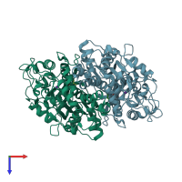 PDB entry 2ix4 coloured by chain, top view.