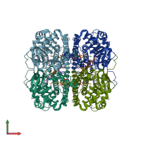 PDB entry 2ix5 coloured by chain, front view.