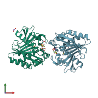 PDB entry 2ix9 coloured by chain, front view.