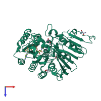 PDB entry 2ixa coloured by chain, top view.