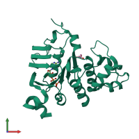 PDB entry 2ixg coloured by chain, front view.