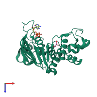 PDB entry 2ixg coloured by chain, top view.