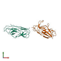 PDB entry 2ixq coloured by chain, front view.