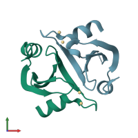 PDB entry 2iy2 coloured by chain, front view.