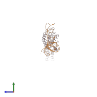 PDB entry 2iy3 coloured by chain, side view.