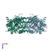 PDB entry 2iy6 coloured by chain, top view.