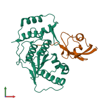 PDB entry 2iyd coloured by chain, front view.