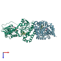 PDB entry 2iyf coloured by chain, top view.