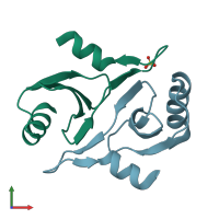 PDB entry 2iyj coloured by chain, front view.