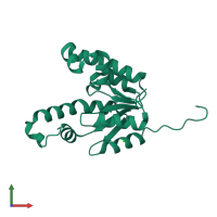 PDB entry 2iyt coloured by chain, front view.