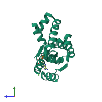 PDB entry 2iyu coloured by chain, side view.
