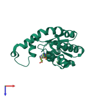 PDB entry 2iyu coloured by chain, top view.