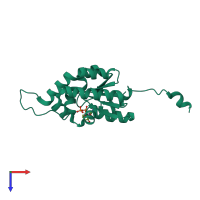PDB entry 2iyw coloured by chain, top view.