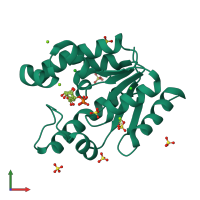 PDB entry 2iyy coloured by chain, front view.