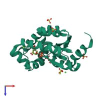 PDB entry 2iyy coloured by chain, top view.