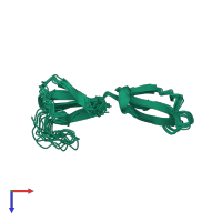 PDB entry 2iz3 coloured by chain, ensemble of 10 models, top view.