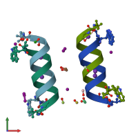 PDB entry 2izq coloured by chain, front view.