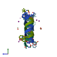 PDB entry 2izq coloured by chain, side view.