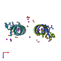 PDB entry 2izq coloured by chain, top view.