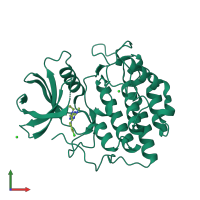 PDB entry 2izt coloured by chain, front view.