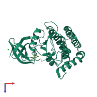 PDB entry 2izt coloured by chain, top view.