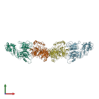 PDB entry 2j04 coloured by chain, front view.