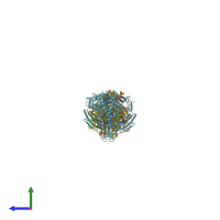 PDB entry 2j04 coloured by chain, side view.