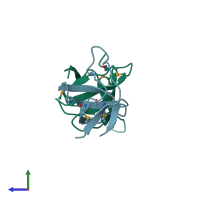 PDB entry 2j05 coloured by chain, side view.