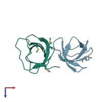 PDB entry 2j05 coloured by chain, top view.