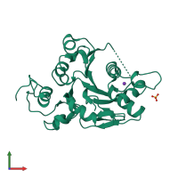 PDB entry 2j0a coloured by chain, front view.