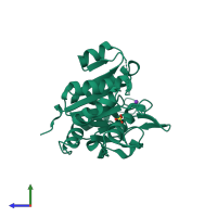 PDB entry 2j0a coloured by chain, side view.