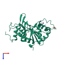 PDB entry 2j0a coloured by chain, top view.