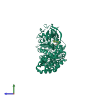 PDB entry 2j0j coloured by chain, side view.