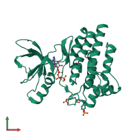 PDB entry 2j0l coloured by chain, front view.