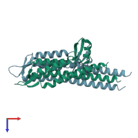 PDB entry 2j0n coloured by chain, top view.